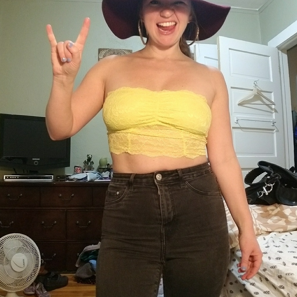 Yellow Lace Tube Top